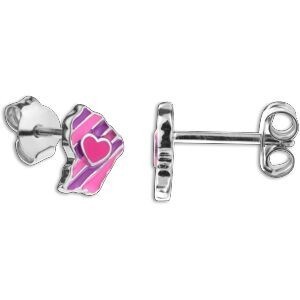 Boucles D'oreilles Argent 925 Email Carte Guyane Cœur