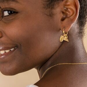 Boucles D'oreilles Plaqué Or Pendant 30mm Guadeloupe Canne A Sucre 19*14mm