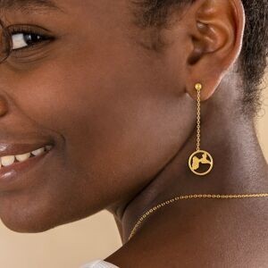 Boucles D'oreilles Plaqué Or Pendant 60mm Carte Martinique Cerclée 15mm
