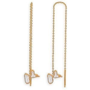 Boucles D'oreilles Acier Jaune Carte Guadeloupe Cristal 10*6.5mm Pendant 105mm