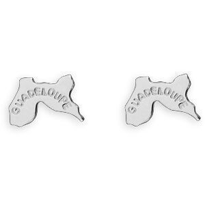Boucles D'oreilles Argent 925 Carte Guadeloupe 8.5*6mm