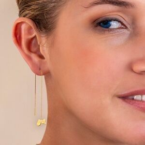 Boucles D'oreilles Or 750 Pendant 100mm Carte Guadeloupe 8*5mm