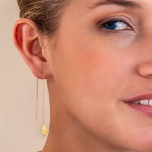 Boucles D'oreilles Or 750 Pendant 100mm Carte Martinique 5*10mm