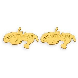 Boucles D'oreilles Or 375 Carte Martinique 10*10.5mm