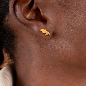 Boucles D'oreilles Or 375 Carte Martinique 6*11.5mm