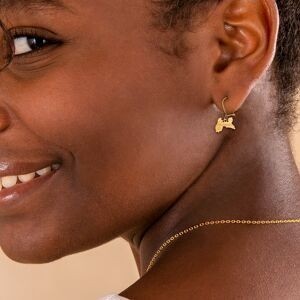 Boucles D'oreilles Or 375 Pendant 28mm Carte Guadeloupe 15.5*10.5mm