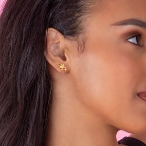 Boucles D'oreilles Or 375 Carte Martinique Hibiscus 8.5*15.5mm