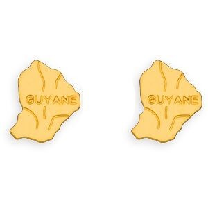 Boucles D'oreilles Or 750 Carte Guyane 7*7mm