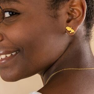 Boucles D'oreilles Or 750 Carte Martinique 10*10.5mm