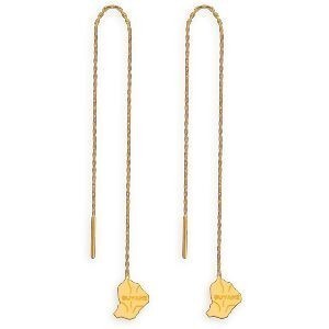 Boucles D'oreilles Or 750 Pendant 100mm Carte Guyane 6*7mm