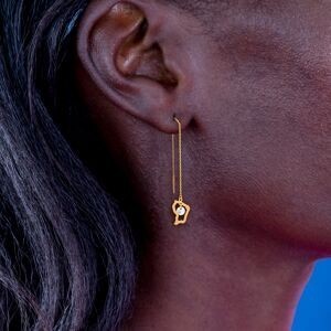 Boucles D'oreilles Or 750 Guyannaise 100m Carte Guyane 9*10mm Zirconium 4mm
