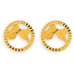 Boucles D'oreilles Or 375 Carte Guadeloupe Cerclée Striée 15mm