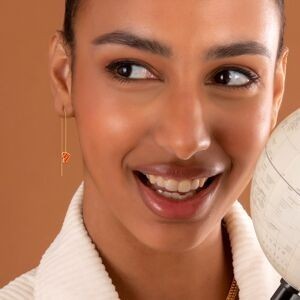 Boucles D'oreilles Plaqué Or Pendant 56mm Carte Guyane Email Rouge Orange 8*8mm