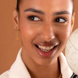 Boucles D'oreilles Plaqué Or Pendant 56mm Carte Martinique Email Rouge Orange 7*12mm