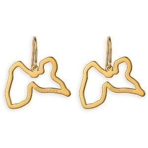 Boucles D'oreilles Plaqué Or Pendant 30mm Carte Guadeloupe Gravée 28*20mm
