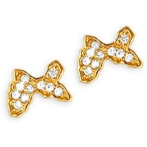 Boucles D'oreilles Plaqué Or Carte Guadeloupe Zirconium 6*8mm