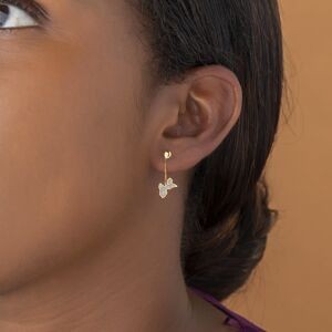 Boucles D'oreilles Or 375 Pendant 20mm Carte Guadeloupe Email Pailleté 9.5*6.5mm