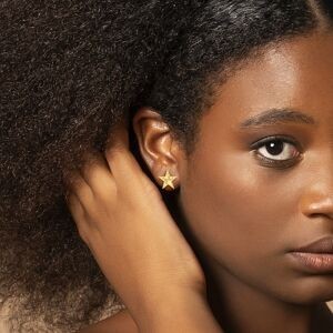 Boucles D'oreilles Or 375  Etoile 14mm Carte Guadeloupe 971