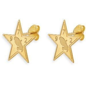 Boucles D'oreilles Or 375 Etoile 14mm Carte Martinique 972