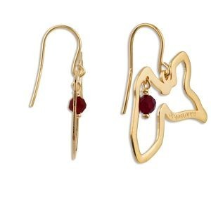 Boucles D'oreilles Plaqué Or Pendant 31mm Guadeloupe 28*19mm Cristal Grenat 4mm