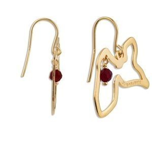 Boucles D'oreilles Plaqué Or Pendant 31mm Guadeloupe 28*19mm Cristal Grenat 4mm
