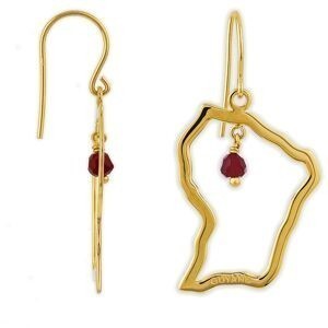 Boucles D'oreilles Plaqué Or Pendant 41mm Guyane 20*30mm Cristal Grenat 4mm
