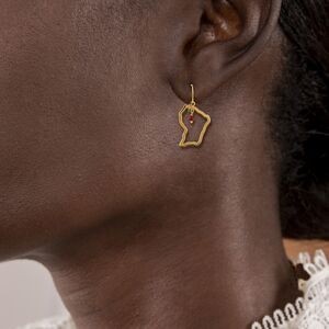 Boucles D'oreilles Plaqué Or Pendant 41mm Guyane 20*30mm Cristal Grenat 4mm