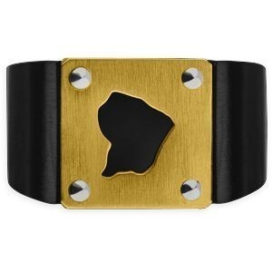 Chevalière Acier Bicolore Carte Guyane 14mm Corps 19mm Au Plus Etroit Taille 68