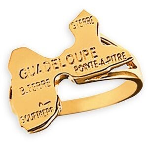 Bague Plaqué Or Carte Guadeloupe 18.5*13mm Corps 2.5mm Au Plus Etroit Taille 58