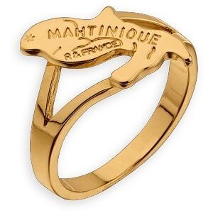 Bague Plaqué Or Carte Martinique 16.5*11mm Corps 2.5mm Au Plus Etroit T 54