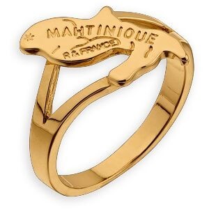 Bague Plaqué Or Carte Martinique 16.5*11mm Corps 2.5mm Au Plus Etroit T 54