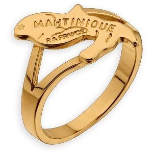 Bague Plaqué Or Carte Martinique 16.5*11mm Corps 2.5mm Au Plus Etroit Taille 58