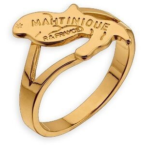 Bague Plaqué Or Carte Martinique 16.5*11mm Corps 2.5mm Au Plus Etroit Taille 62