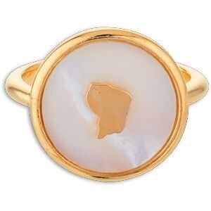 Bague Plaqué Or Nacre Carte Guyane 17mm Corps 3mm Taille 60