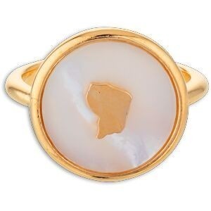 Bague Plaqué Or Nacre Carte Guyane 17mm Corps 3mm Taille 60