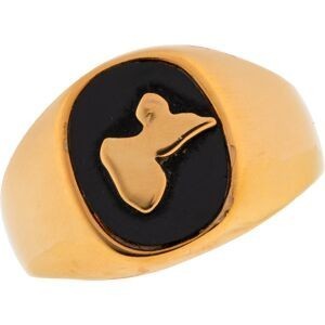 Chevalière Plaqué Or Onyx Carte Guadeloupe Centre 16.5mm Corps 4mm Taille 66