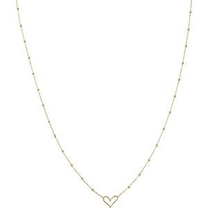 Collier Or 375 Boules Lisses Coeur Ajouré Central 42 à 45cm