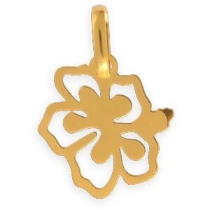 Pendentif Or 375 Hibiscus 11*17mm Avec Bélière