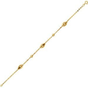 Bracelet Or 750 Nœuds Forçat Antillais 6*8mm Boules 4mm 19cm