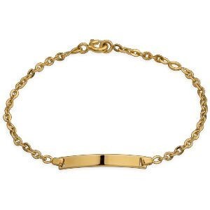 Bracelet Identité Or 375 Maille Forçat Miroir 2.1mm 12  à 14cm