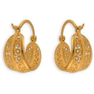 Créoles Plaqué Or Maille Filigrane 18mm Tube 11mm