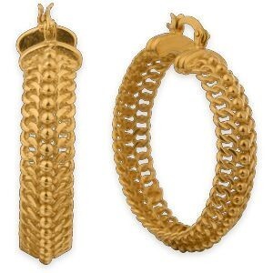 Créoles Plaqué Or 40mm Motif Fantaisie Ajouré