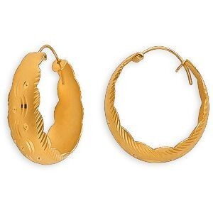 Créoles Plaqué Or Cubaines Dentelées 30mm Tube 12mm