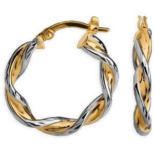 Créoles Or 375 Bicolore Torsadées 22mm