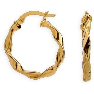 Créoles Or 375 Torsadées Fantaisie 25mm Tube 2.5mm