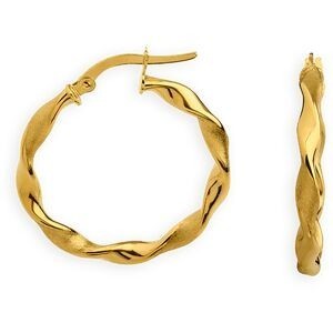 Créoles Or 375 Torsadées Lisses Et Satinées 25mm Tube 2.8mm