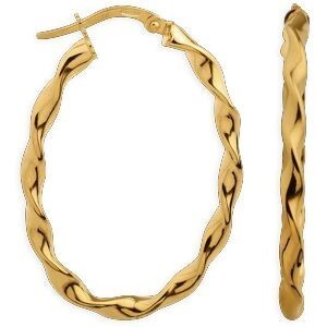 Créoles Or 375 Ovales Torsadées 25*28mm Tube 2.8mm