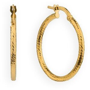 Créoles Or 750 Torsadées Diamantées 33mm Tube 1.5mm