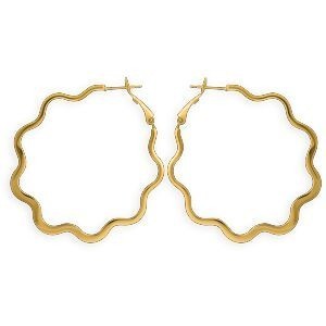 Créoles Acier Jaune Ondulées 50mm Tube 3mm