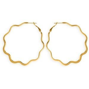 Créoles Acier Jaune Ondulées 60mm Tube 3mm